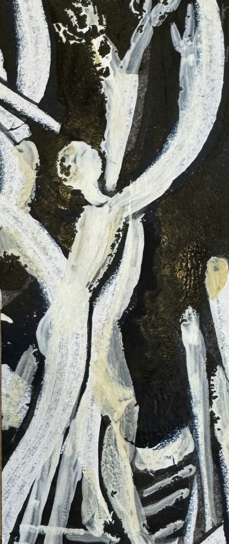 Original Mixed media 'White Figures on Dark Background' by Mohammad Bushnaq