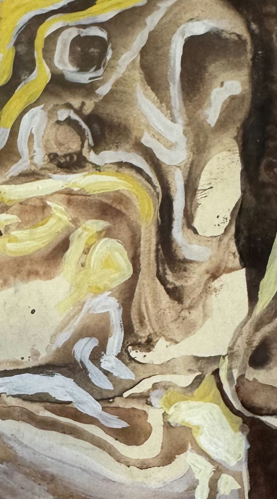 Original Acrylic 'Abstract Brown and Yellow Swirling Forms' by Mohammad Bushnaq