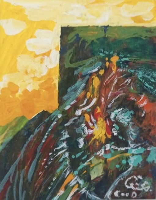 Original Oil 'Bright Sky Over Textured Landscape' by Mohammad Bushnaq