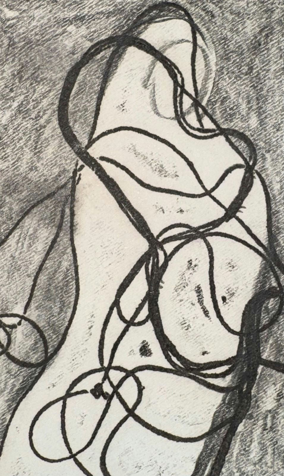 Original Mixed media 'Female Nude Torso Wrapped in Lines' by Mohammad Bushnaq
