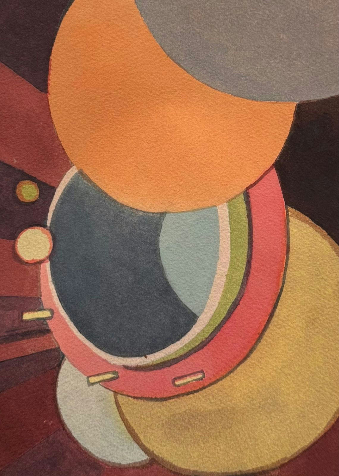 Original Oil 'Overlapping Circles Abstract Composition' by Mohammad Bushnaq