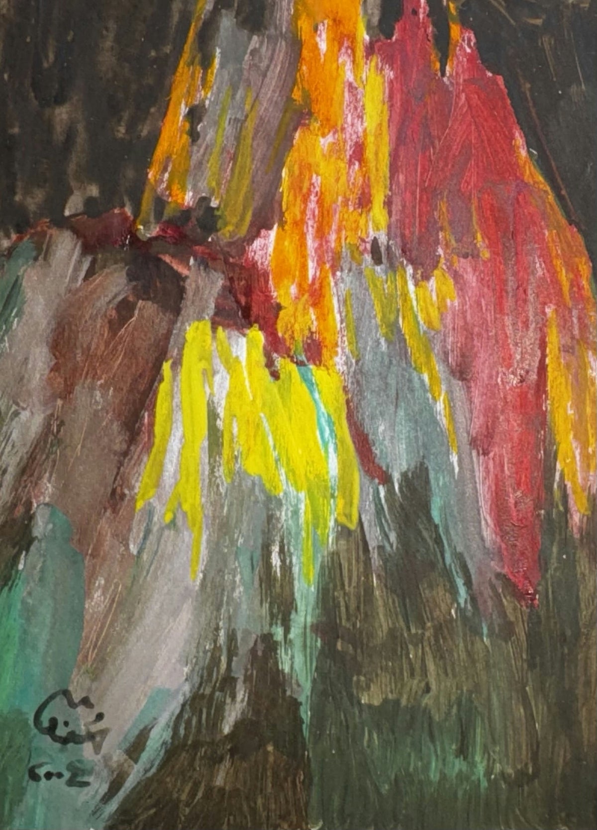 Original Mixed media 'Abstract Brushstrokes in Warm Cool Tones' by Mohammad Bushnaq