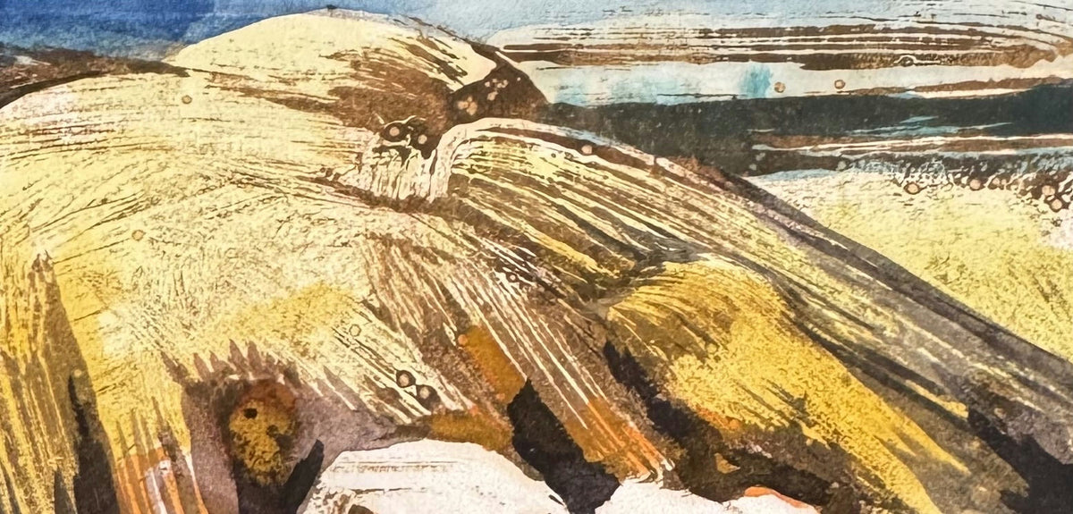 Original Acrylic 'Golden Rolling Desert Hills Landscape' by Mohammad Bushnaq