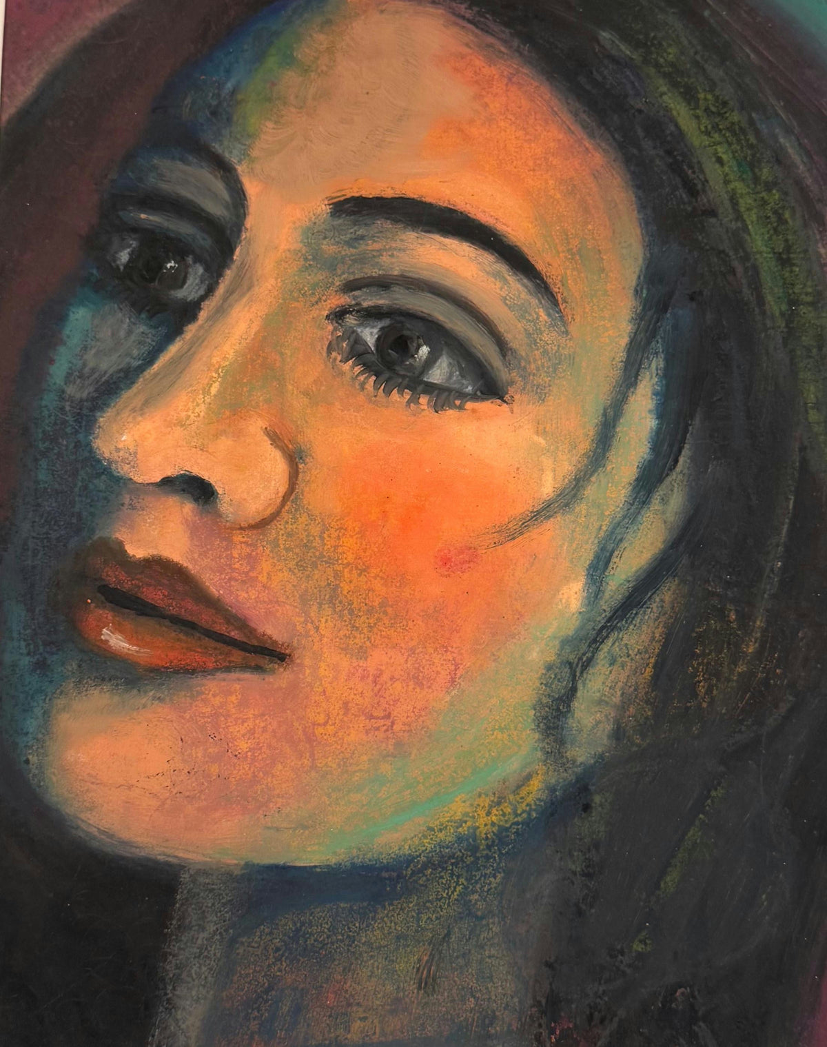 Original Oil 'Close-Up Portrait of a Woman' by Mohammad Bushnaq