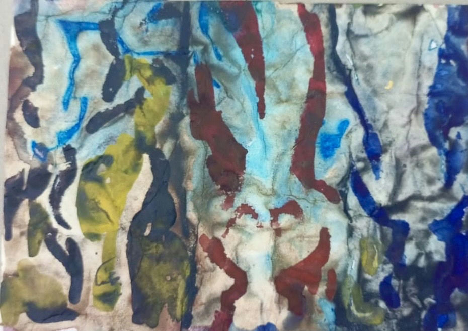 Original Watercolor 'Abstract Watercolor in Blue and Brown' by Mohammad Bushnaq