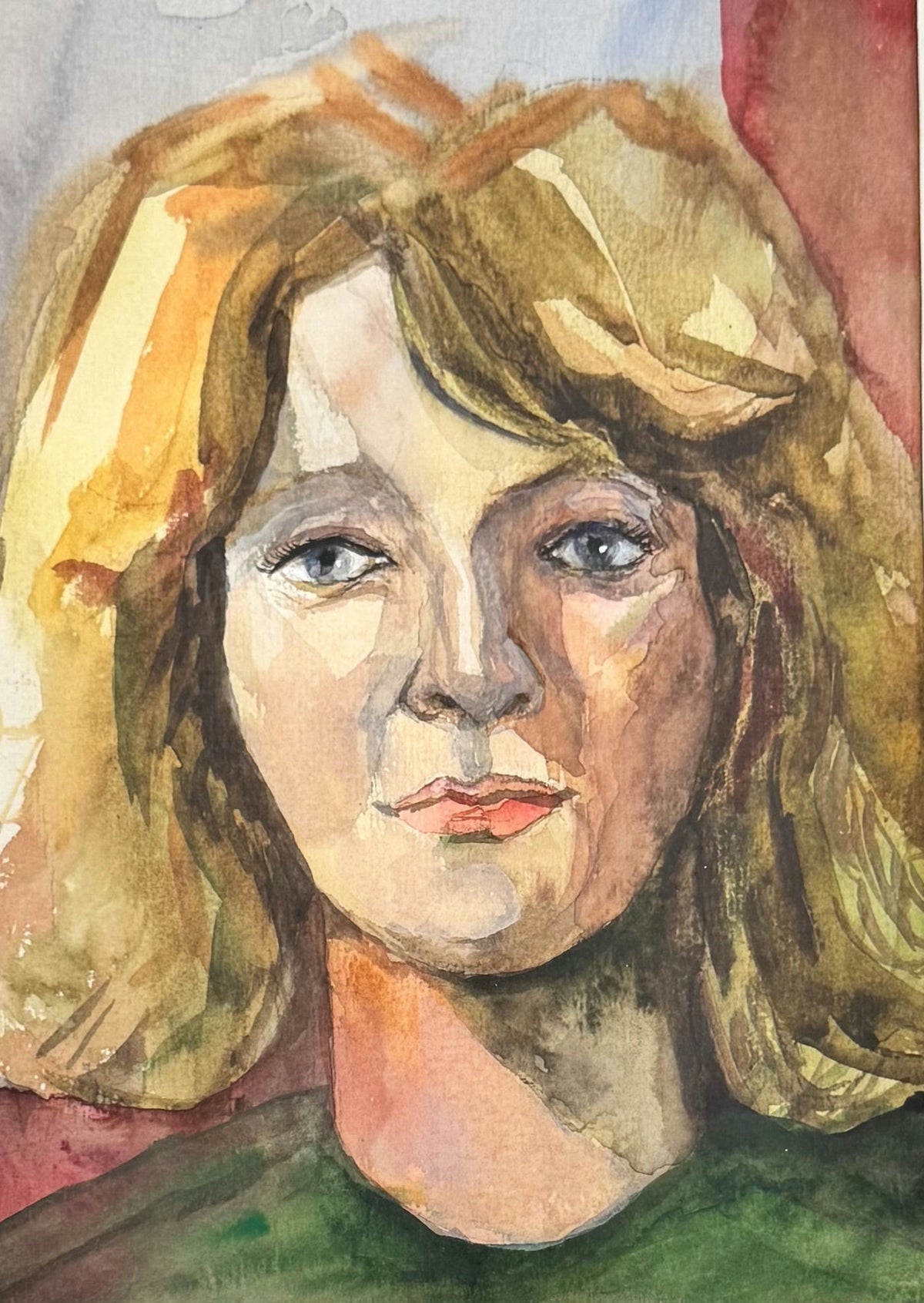 Original Mixed media 'Portrait of a Blonde Woman' by Mohammad Bushnaq