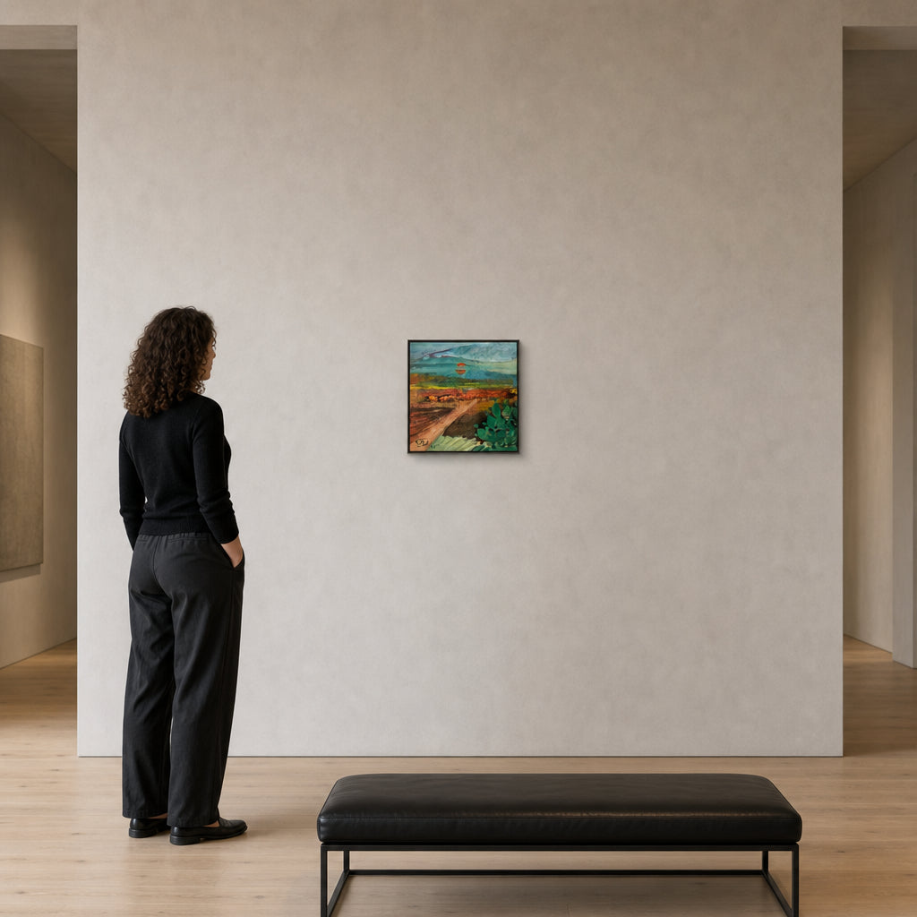 Desert Landscape with Cactus at Sunset - shown to scale