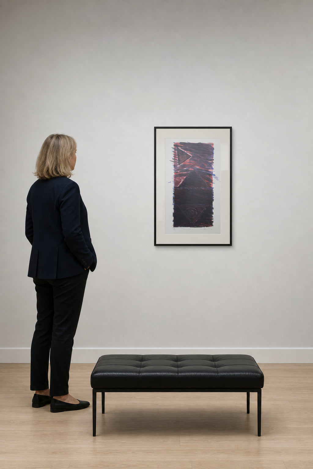 Whenuakura Abstract Geometric Lithograph - shown to scale