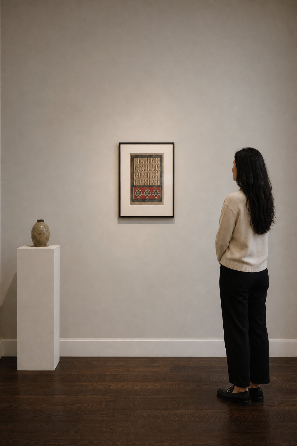 Kufic Script and Geometric Pattern Print - shown to scale