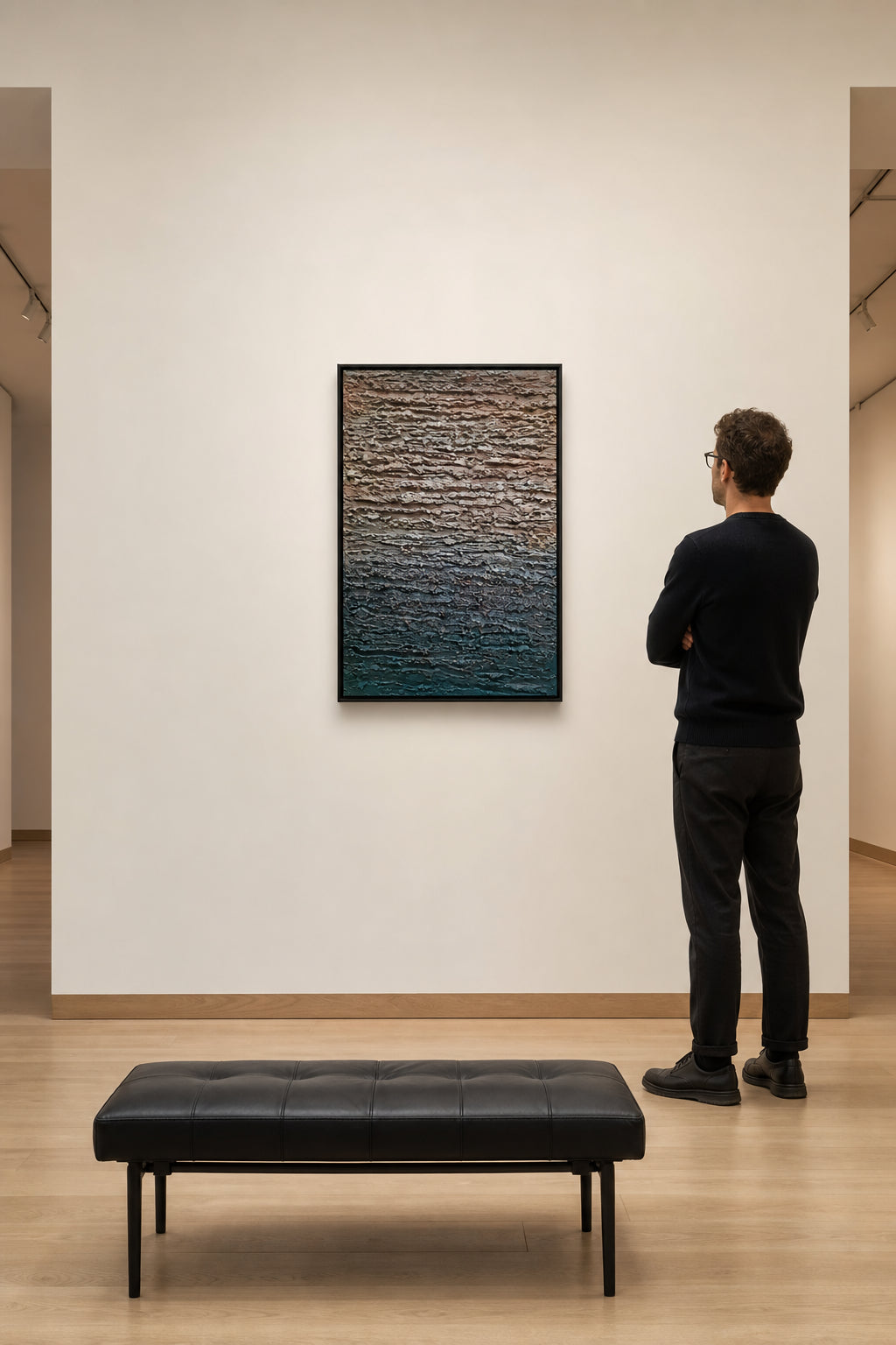 Layered Textured Abstract in Earth Tones - shown to scale