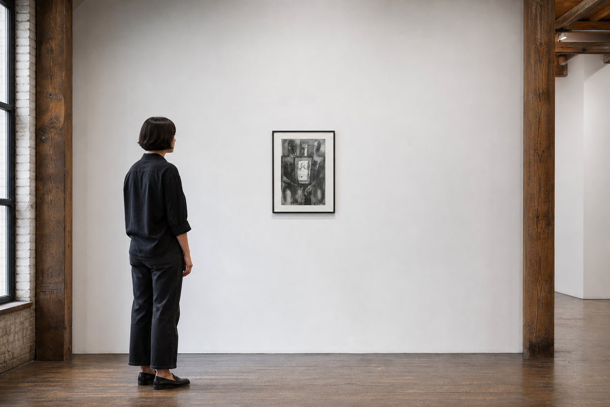 Three Figures with Framed Torso - shown to scale