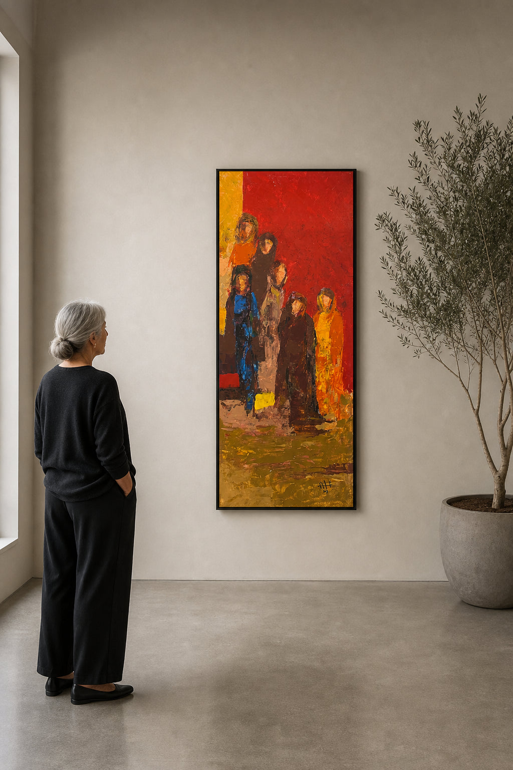 Group of Robed Figures Standing Together - shown to scale