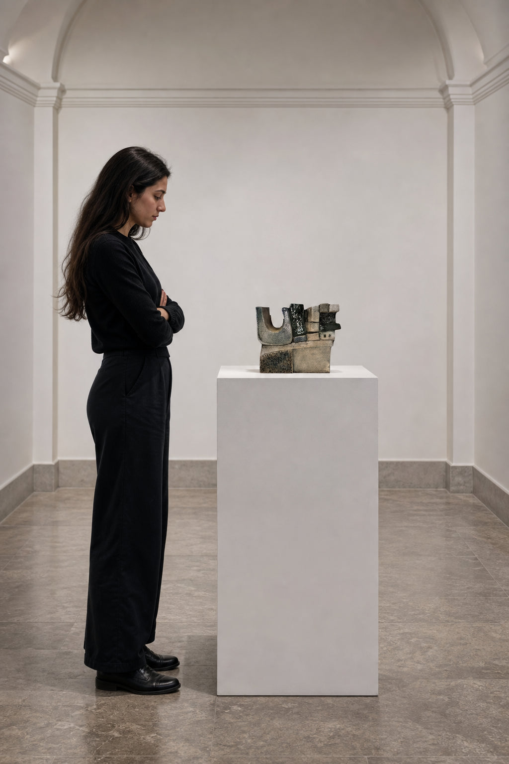 Abstract Geometric Ceramic Sculpture - shown to scale