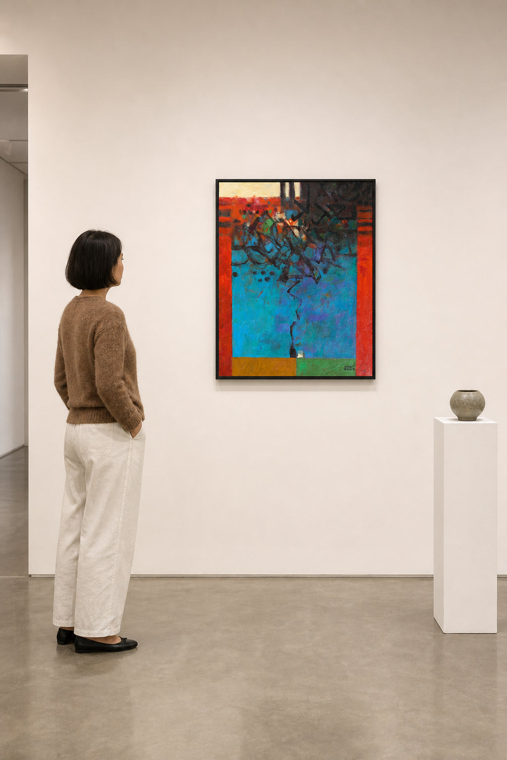 Abstract Tree with Red Border - shown to scale
