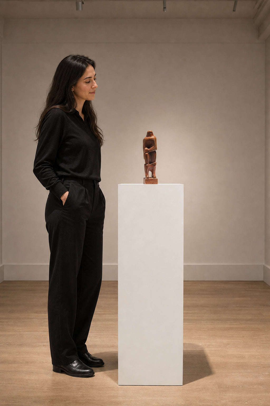 Abstract Human Figure Wooden Sculpture - shown to scale