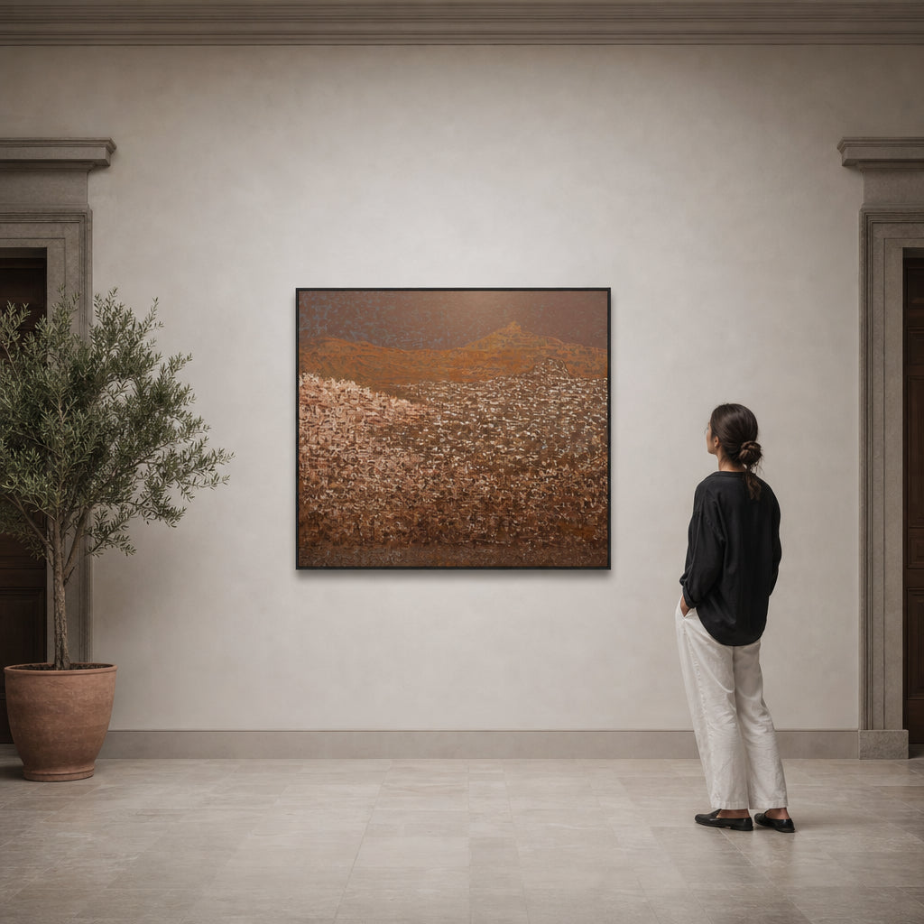 Desert Landscape with Rocky Mountains - shown to scale