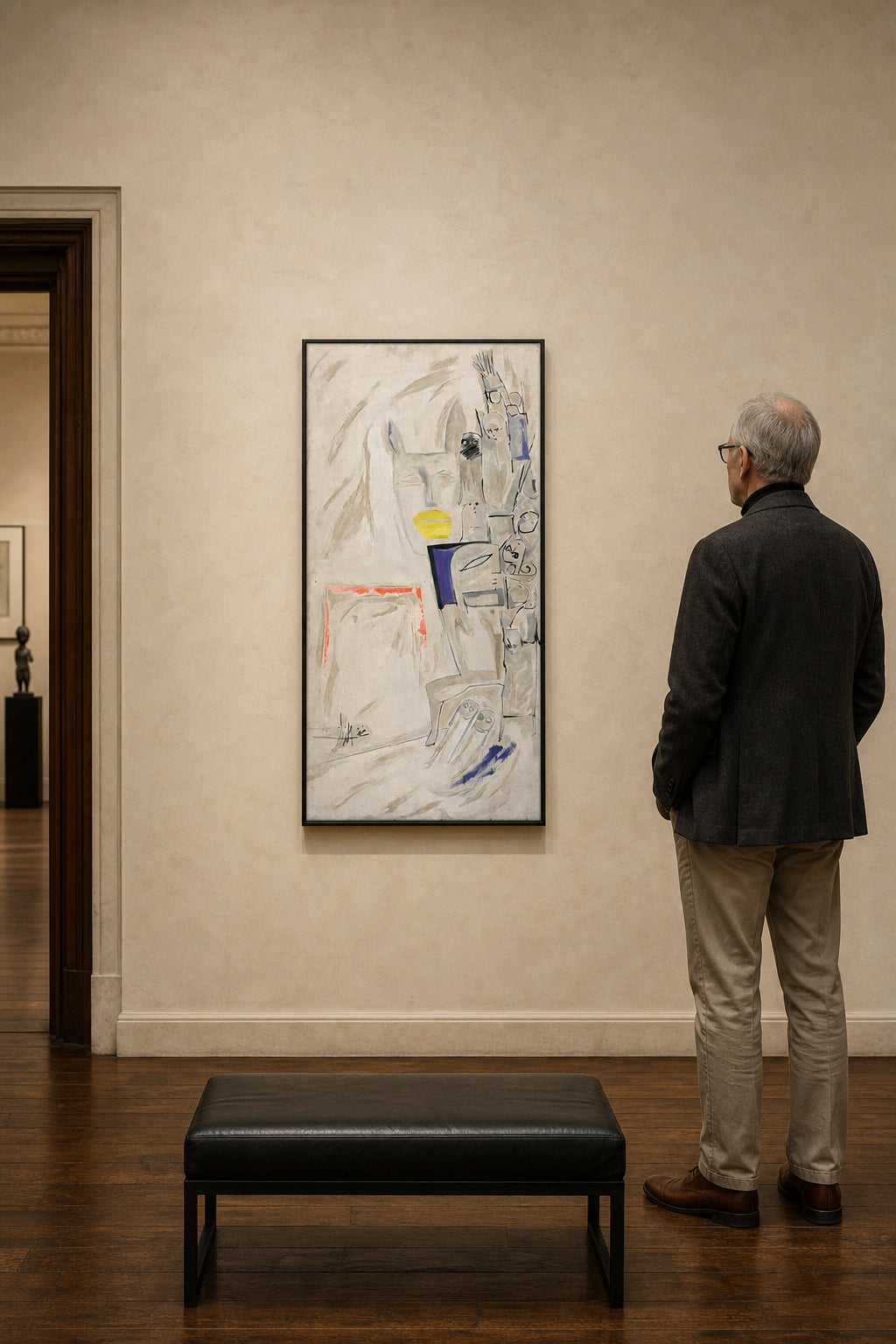 Multiple Abstract Faces on White Ground - shown to scale