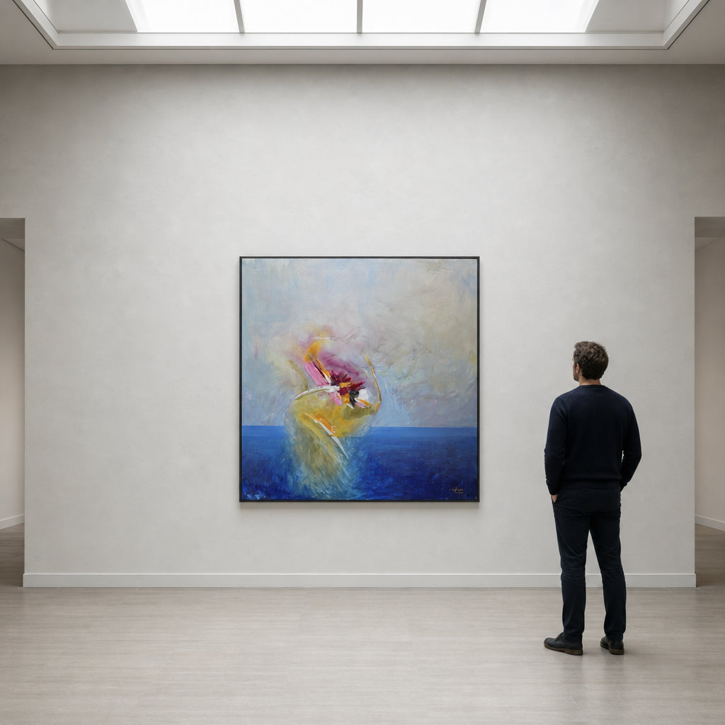 Abstract Figure Dancing Over Blue - shown to scale