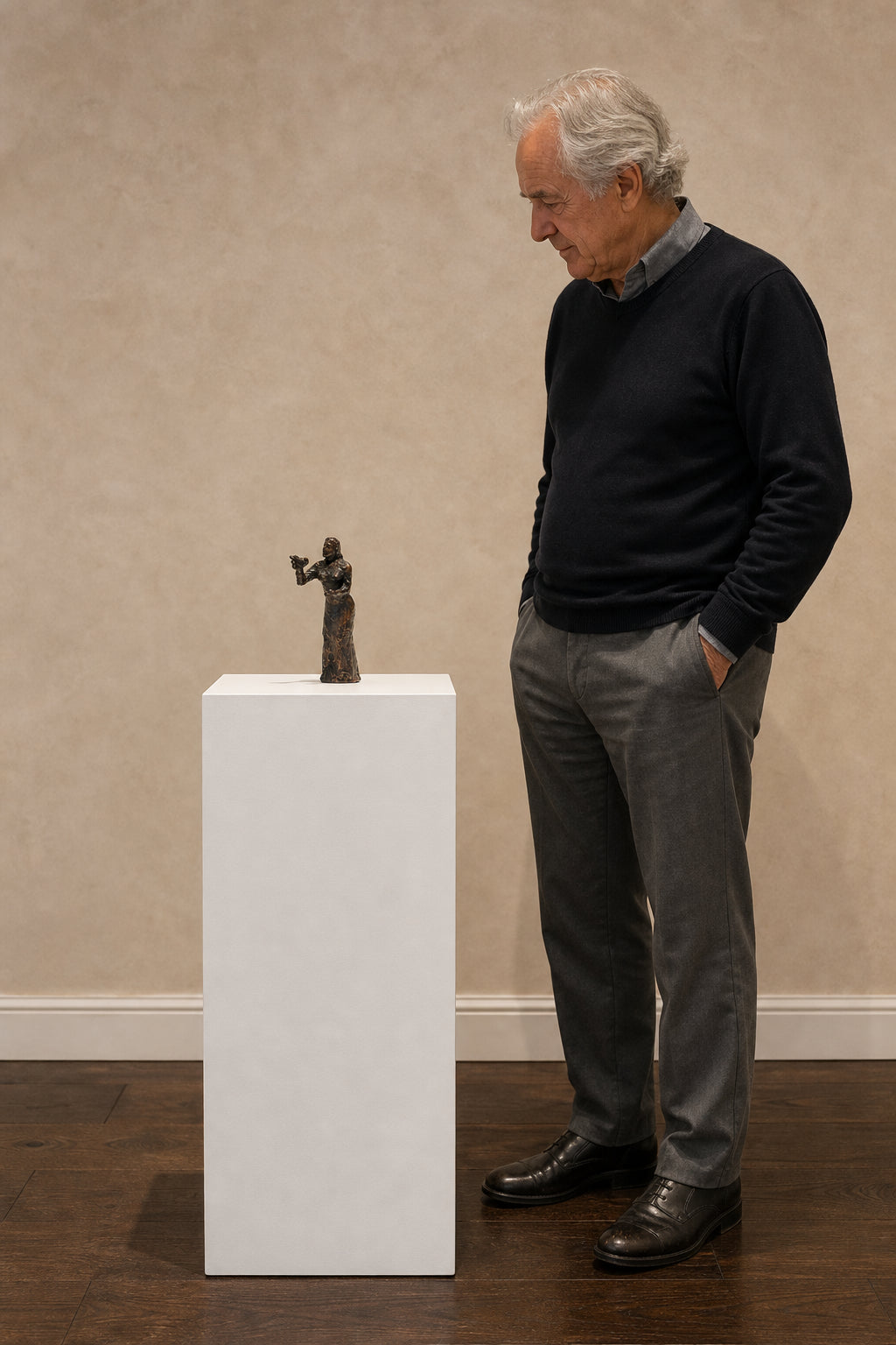Standing Woman Holding a Bird - shown to scale