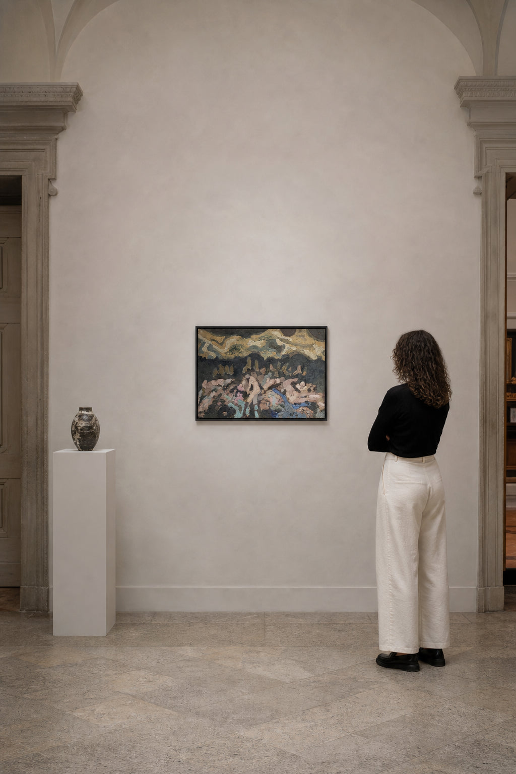 Abstract Figures in Dark Landscape - shown to scale