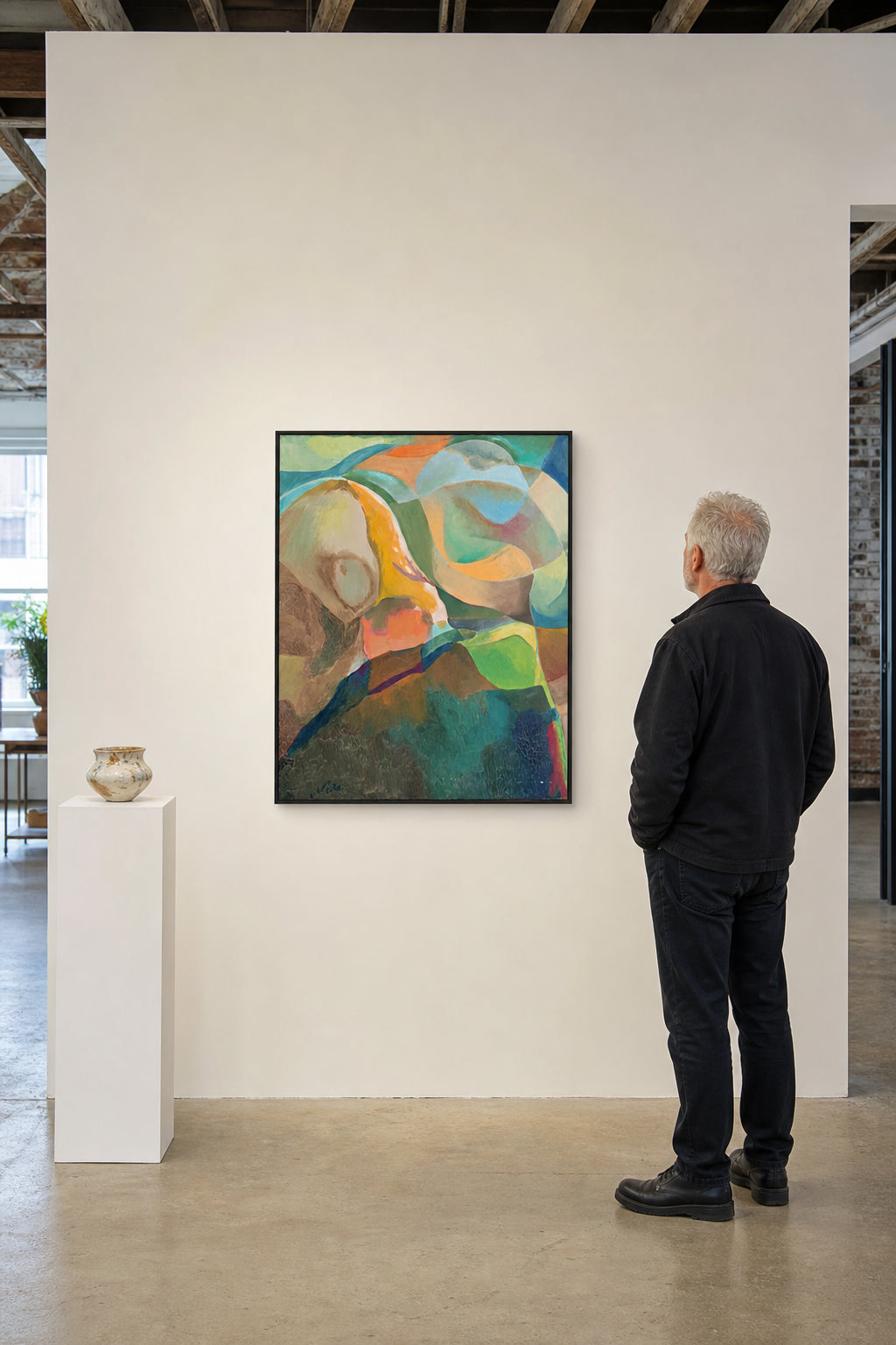 Abstract Curved Forms in Green and Gold - shown to scale