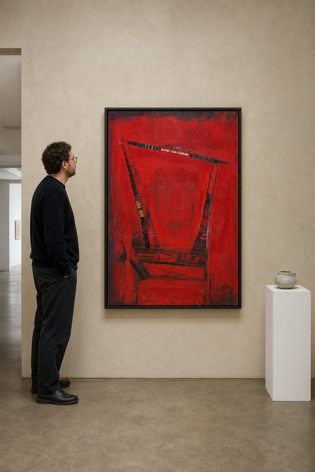 Abstract Red Figure with Ancient Symbols - shown to scale