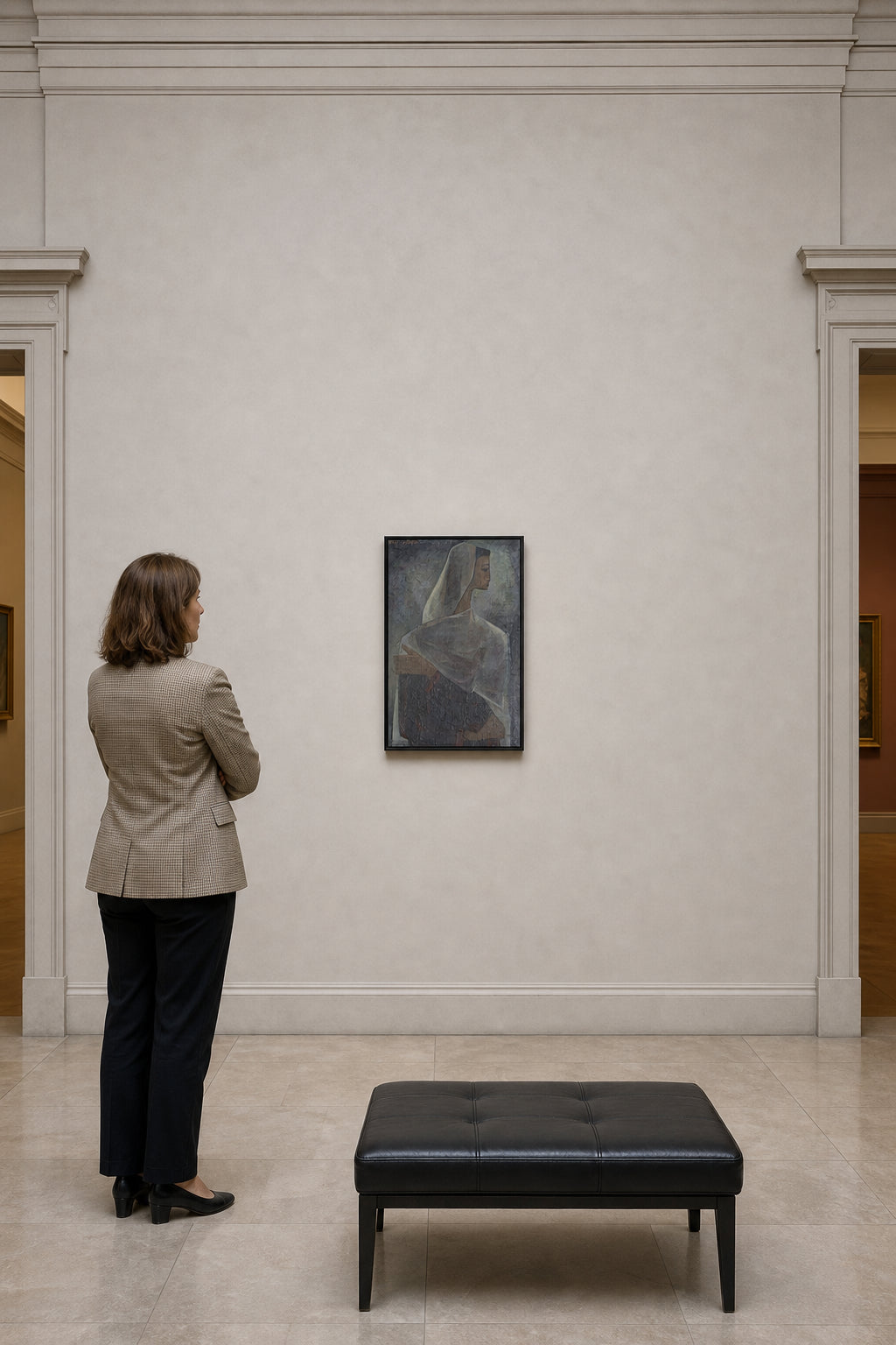 Veiled Woman in Profile - shown to scale
