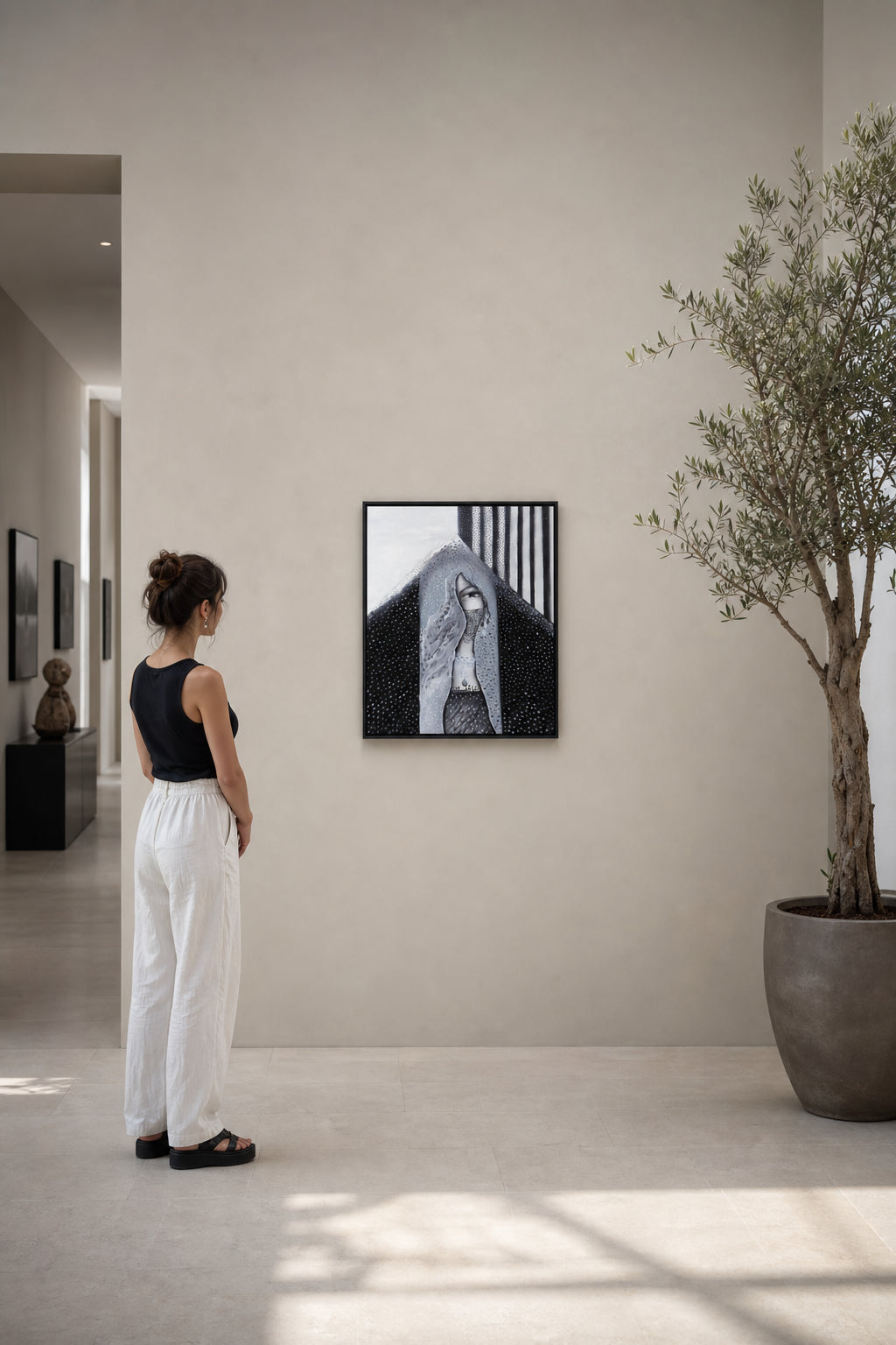 Veiled Woman with Arabic Calligraphy - shown to scale
