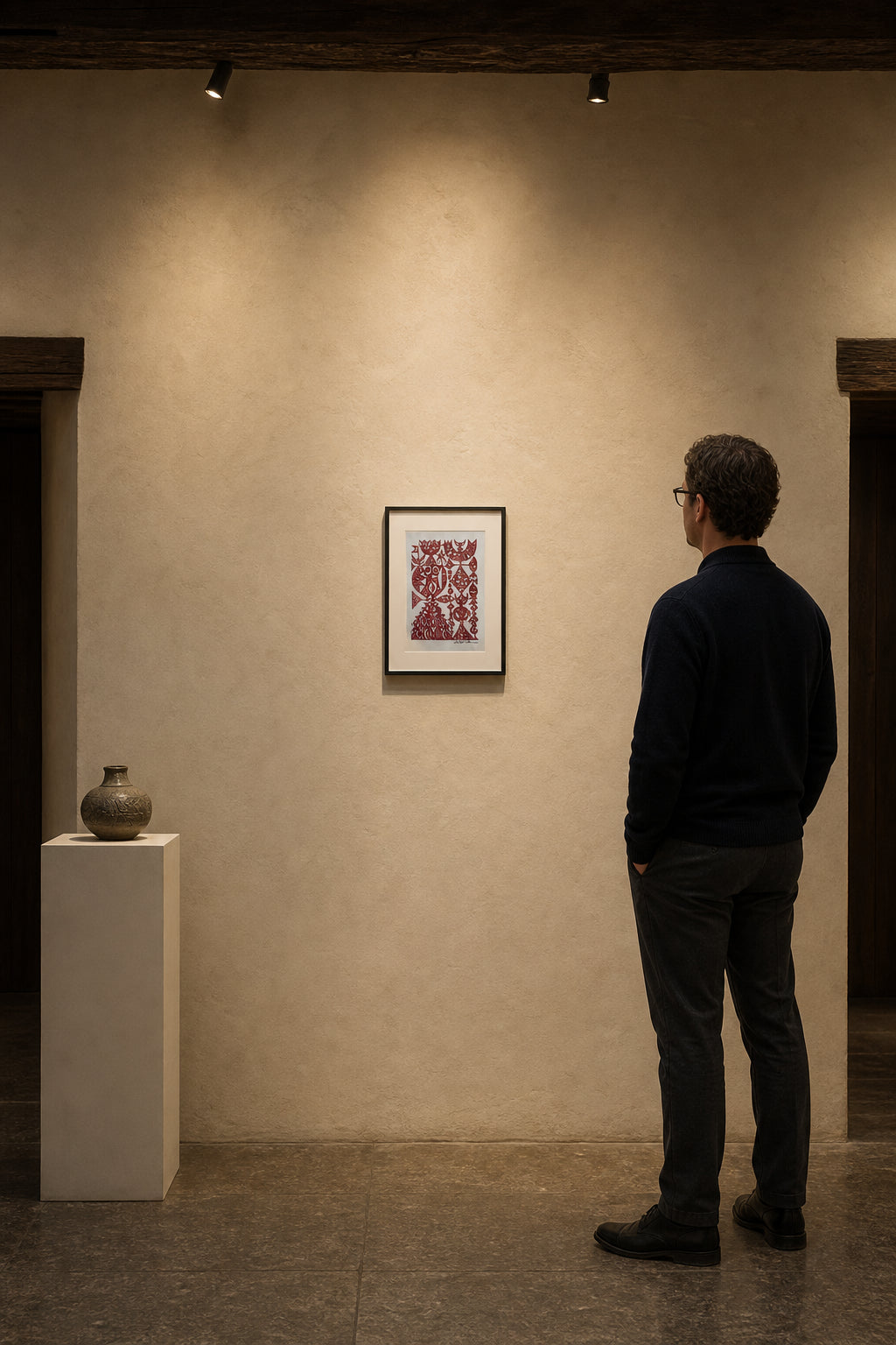 Red Symbolic Figures and Geometric Patterns - shown to scale