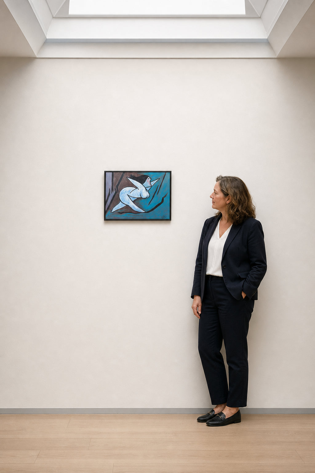 Cubist Female Figure in Blue - shown to scale