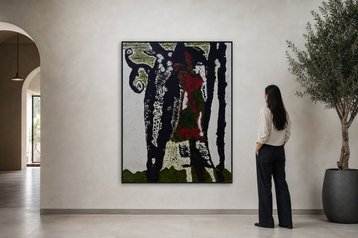 Abstract Dark Figures on Light Ground - shown to scale