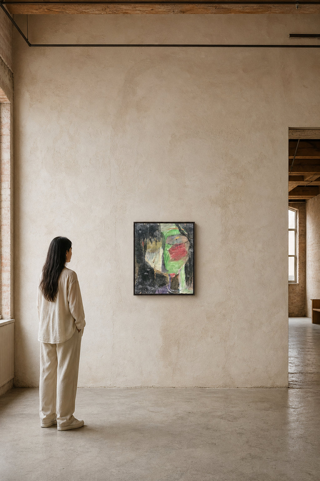 Abstract Figure in Green and Red - shown to scale