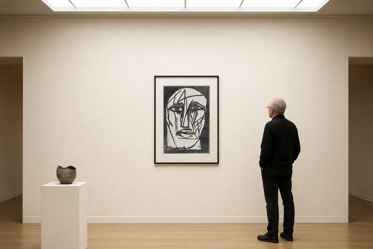 Abstract Human Face with Bold Lines - shown to scale