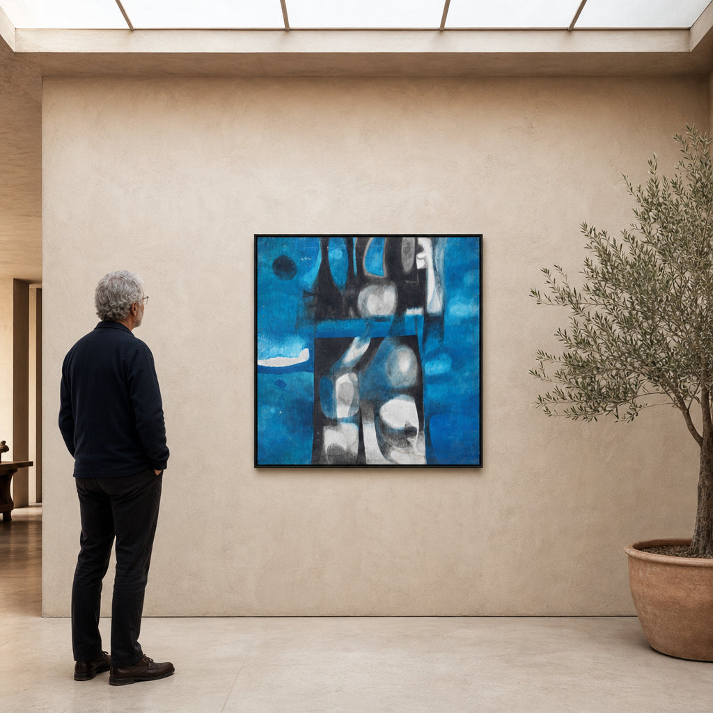 Blue and Black Abstract Forms - shown to scale