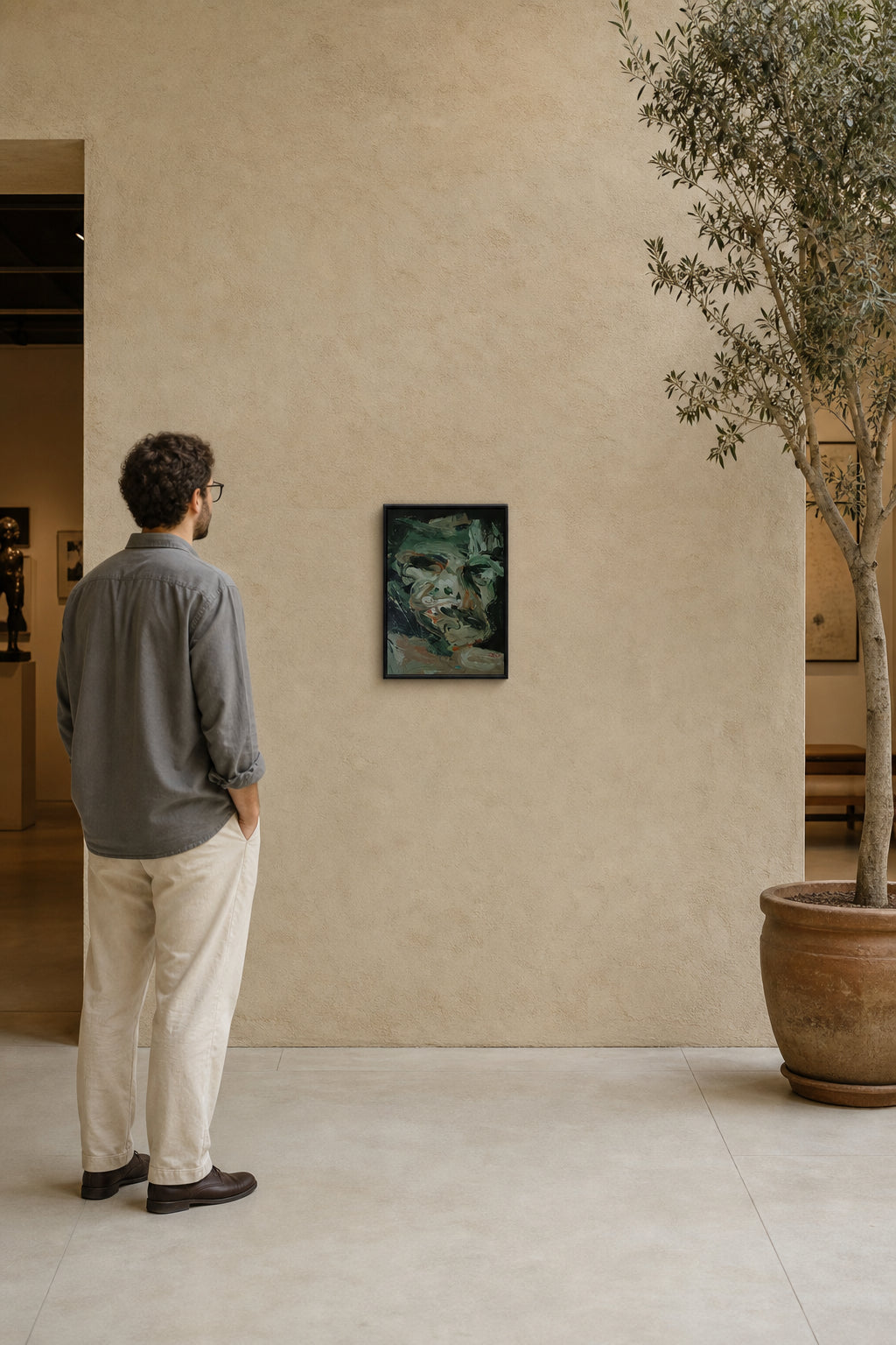 Expressive Abstract Portrait Face - shown to scale