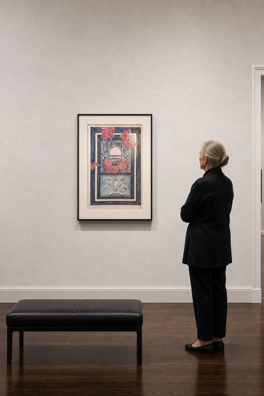 Dome Figures and Arabic Calligraphy Print - shown to scale