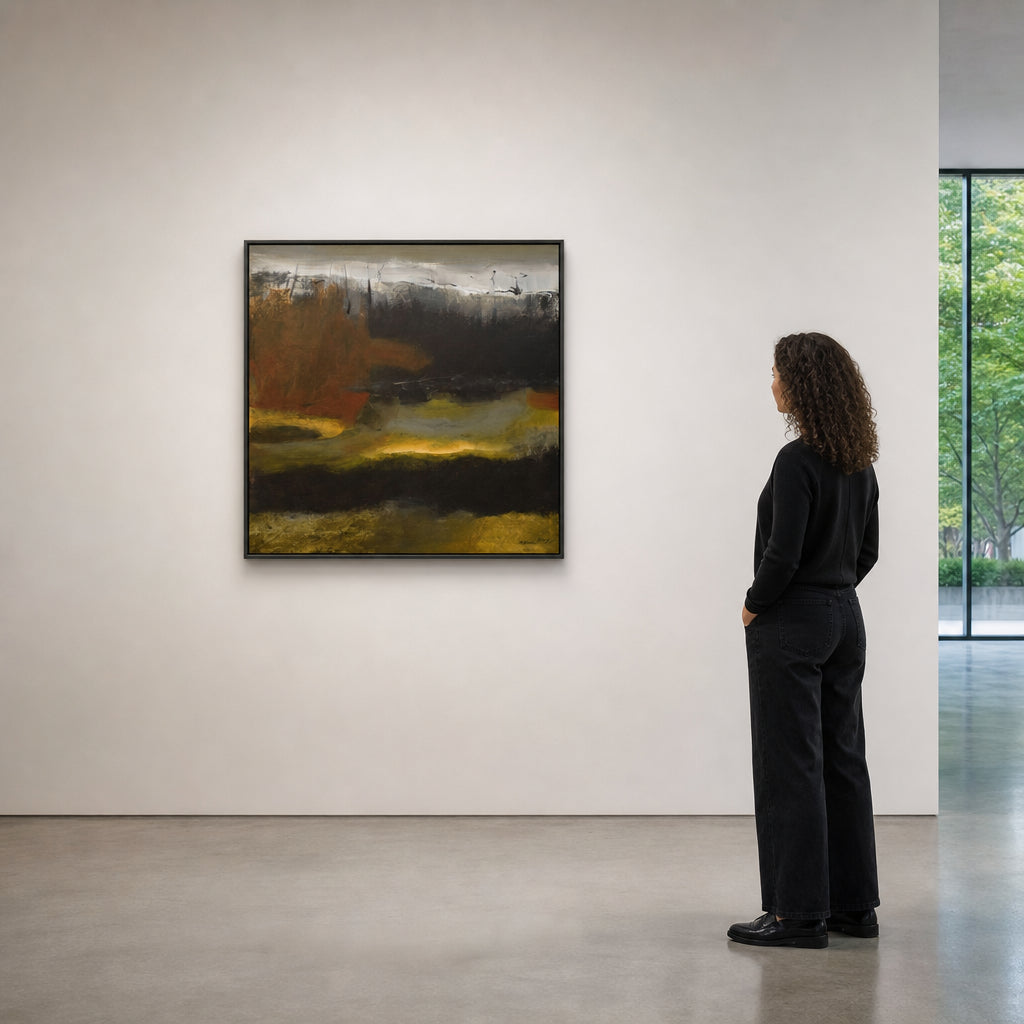 Dark Abstract Landscape with Golden Light - shown to scale