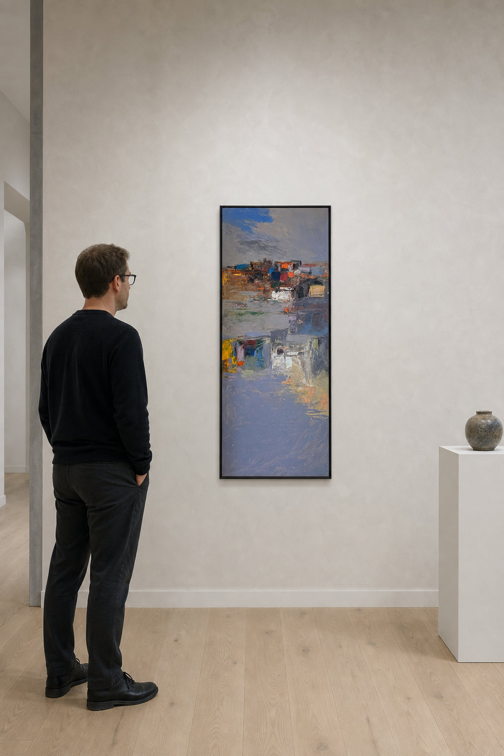 Abstract Cityscape Reflected in Water - shown to scale