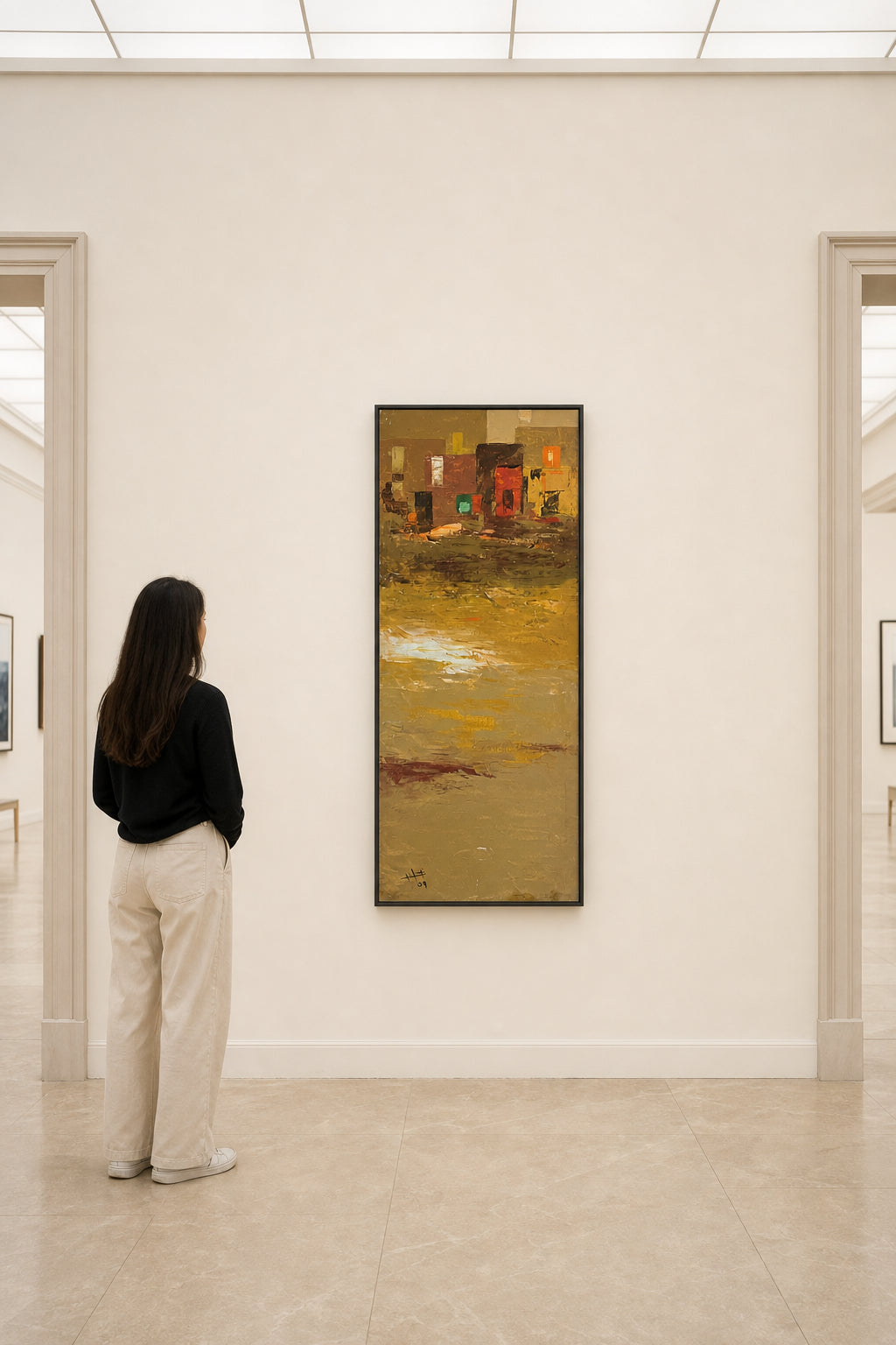 Abstract Urban Buildings on Golden Ground - shown to scale