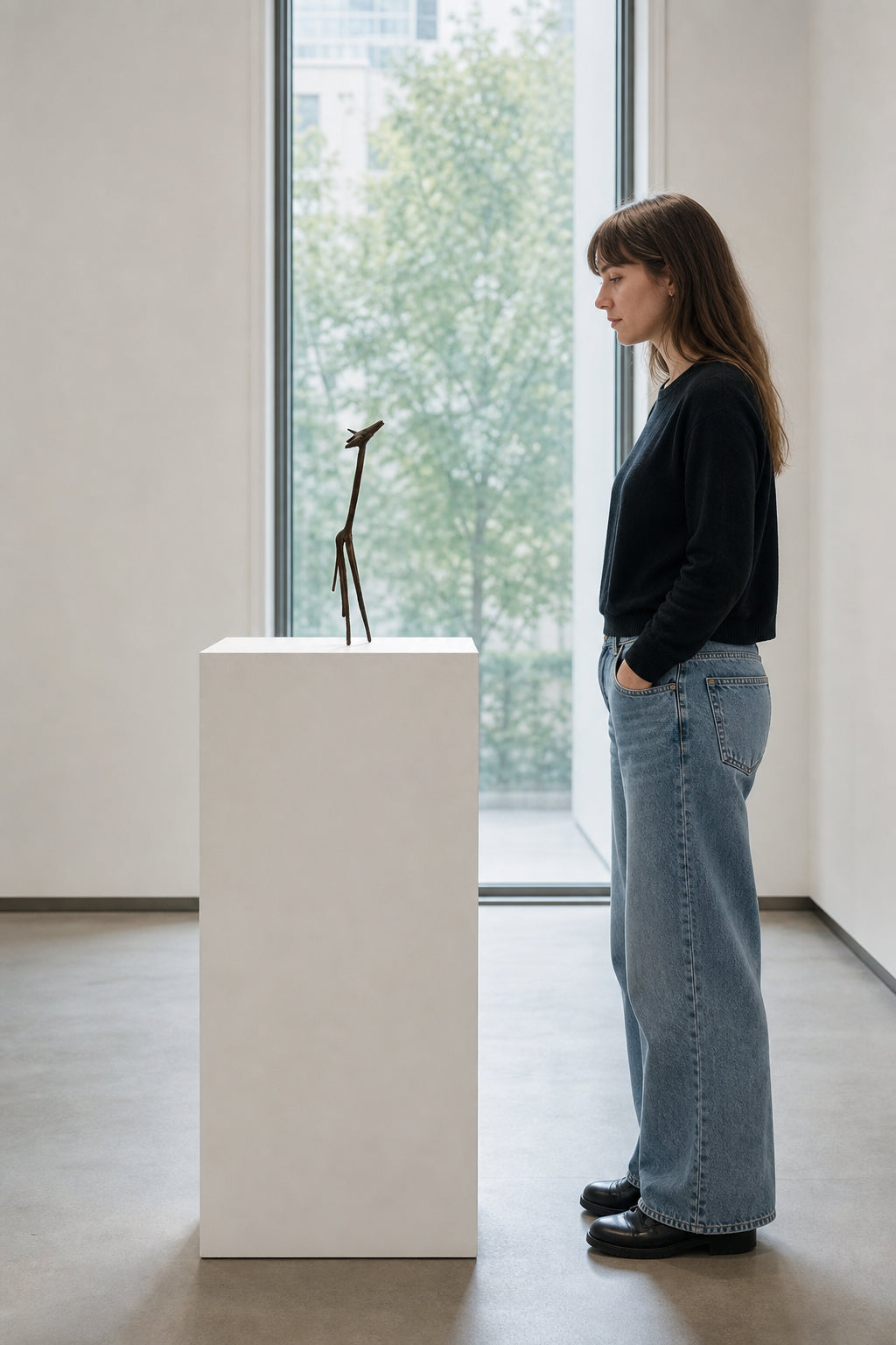 Abstract Giraffe Standing Sculpture - shown to scale