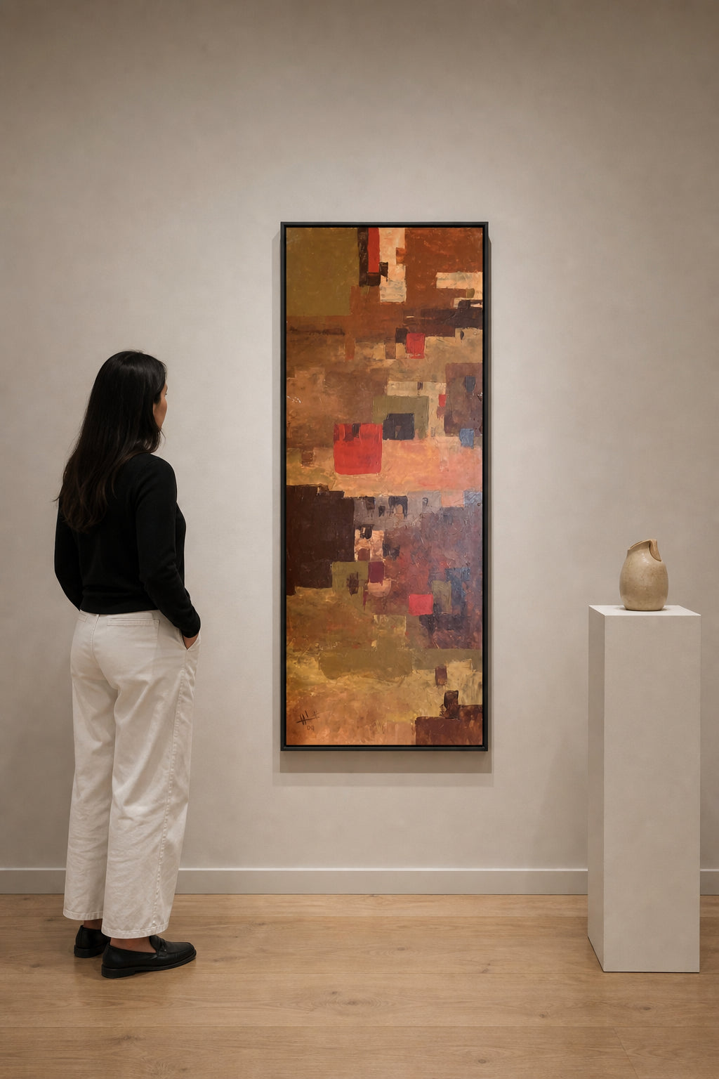 Abstract Geometric Blocks in Earth Tones - shown to scale