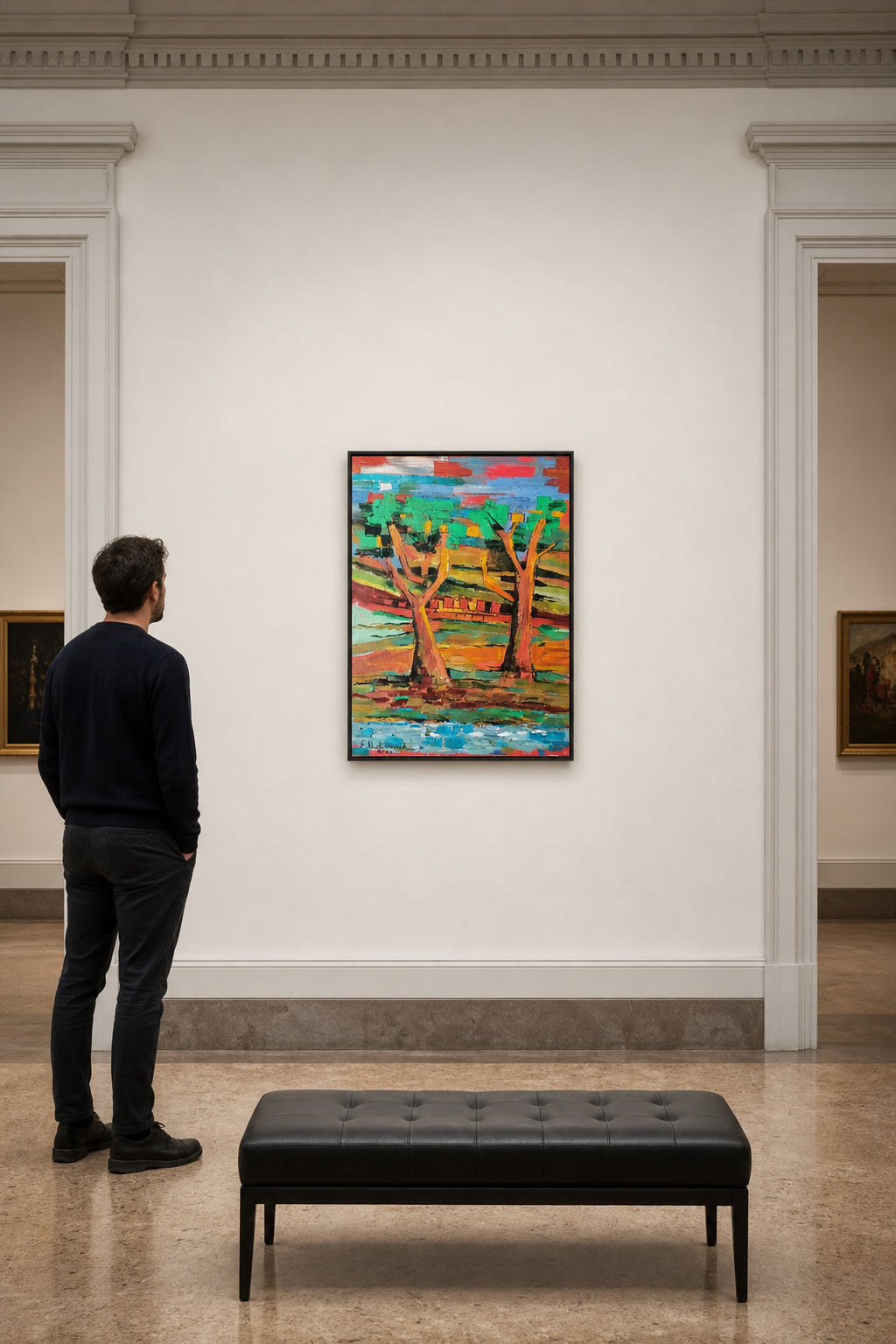 Colourful Landscape with Two Trees - shown to scale