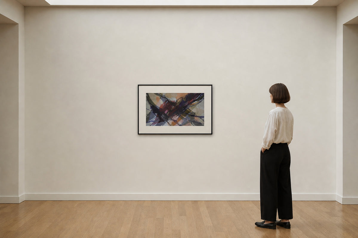 Abstract Dynamic Sweeping Forms Print - shown to scale