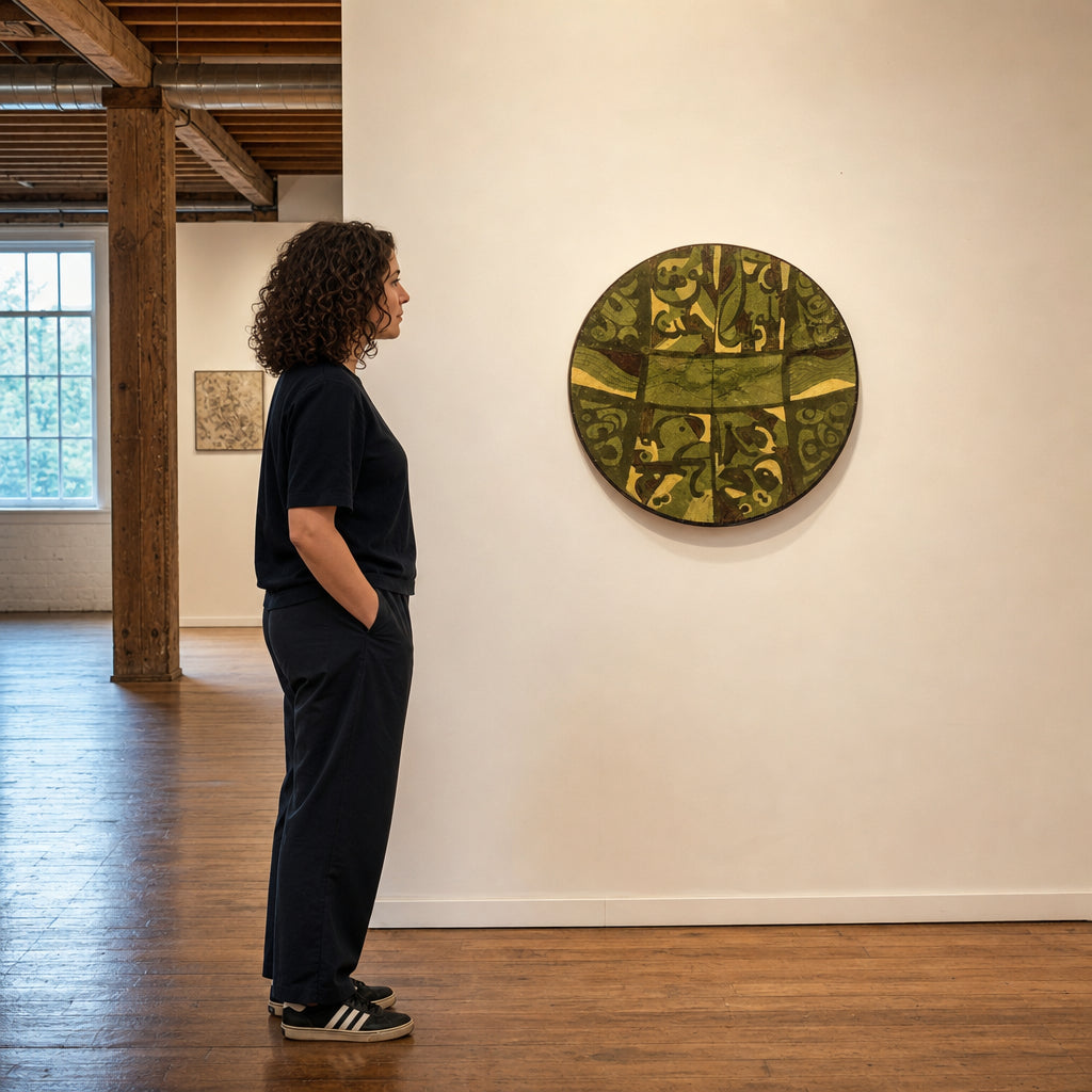 Round Ceramic Plate with Arabic Calligraphy - shown to scale