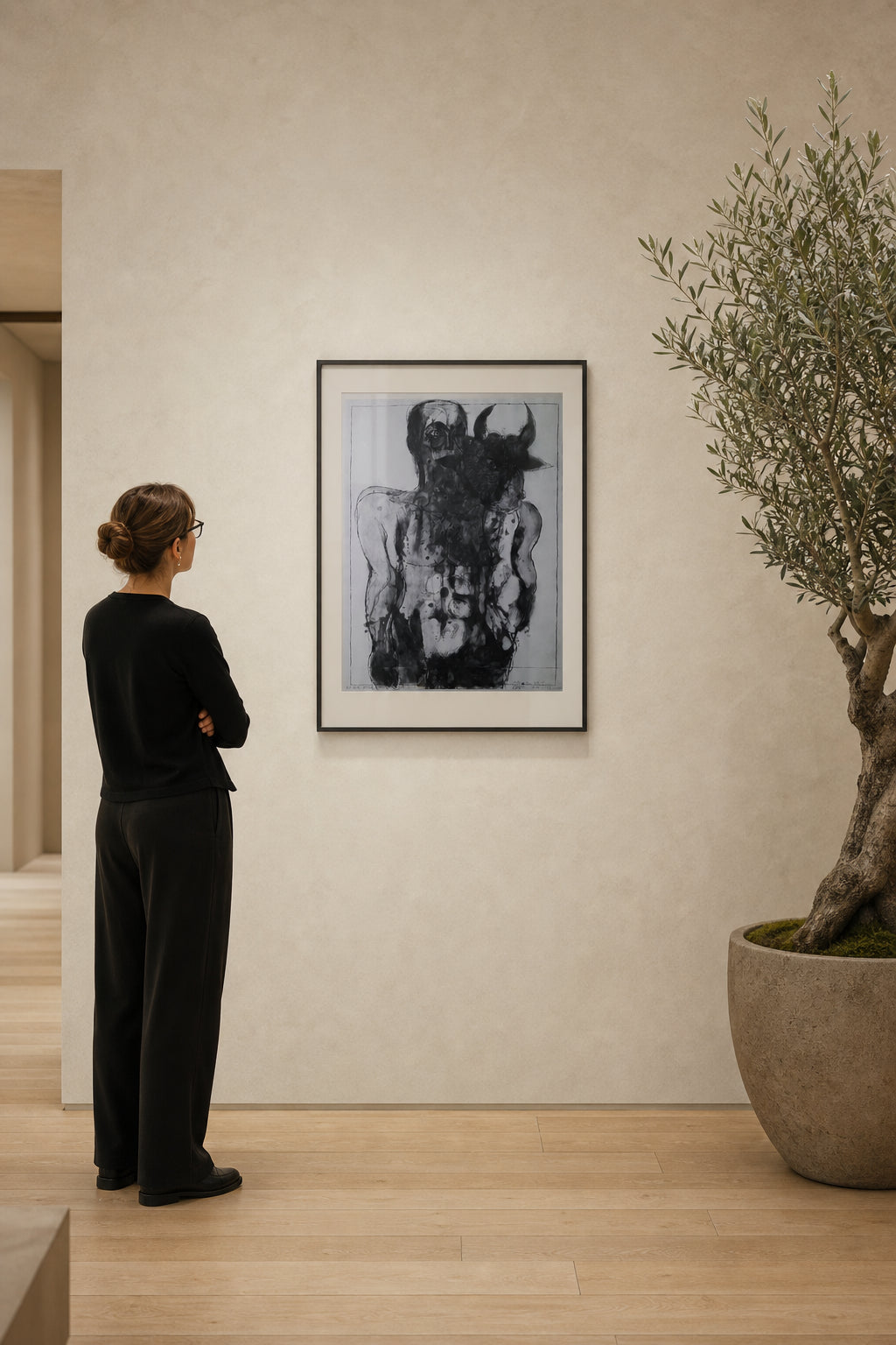 Human Figure with Bull Head - shown to scale