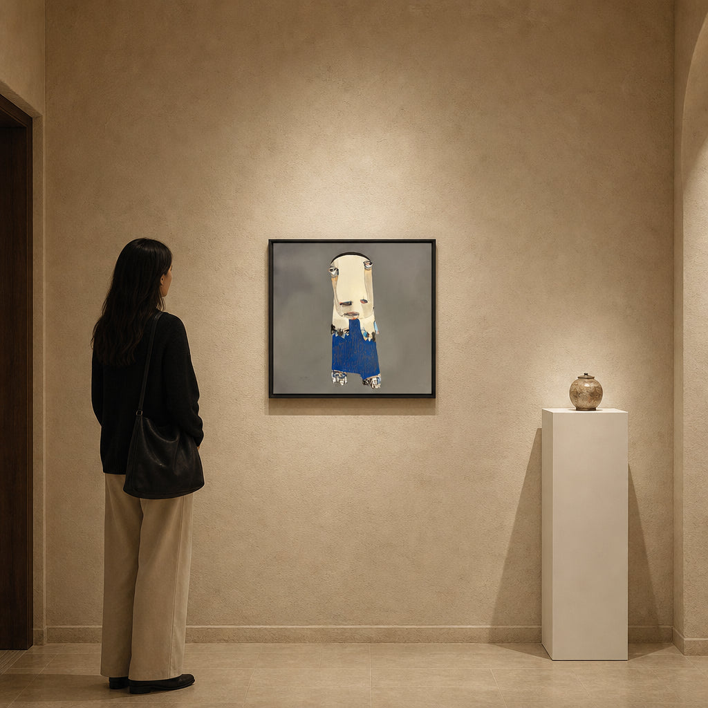 Expressionist Figure in Blue Garment - shown to scale