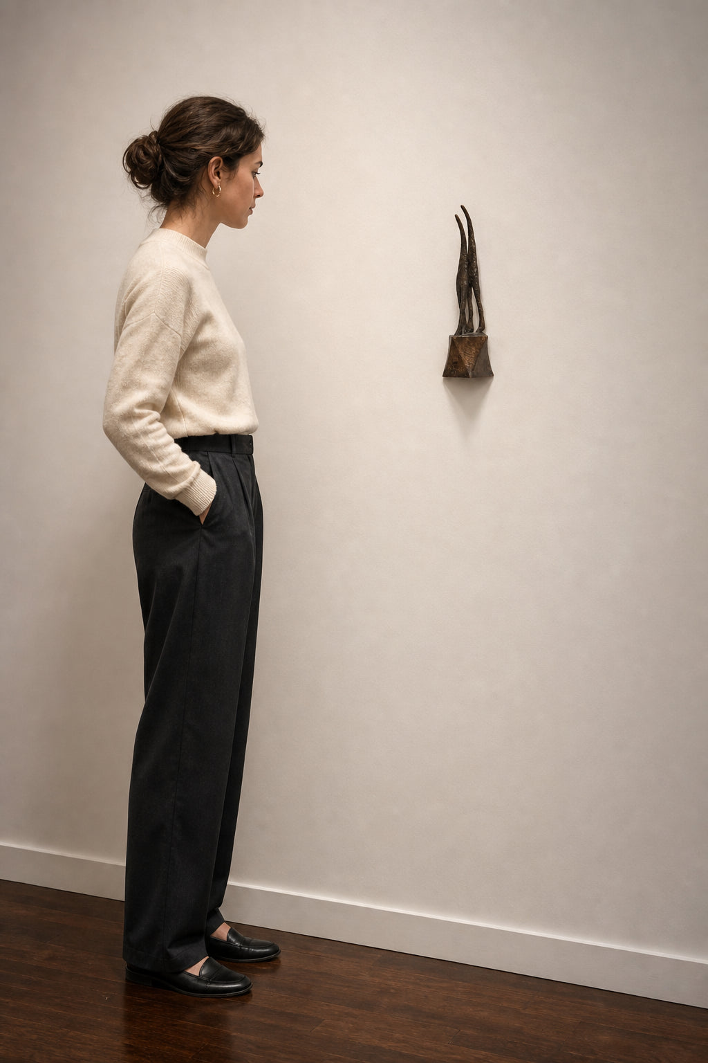 Abstract Gazelle Bronze Sculpture on Base - shown to scale