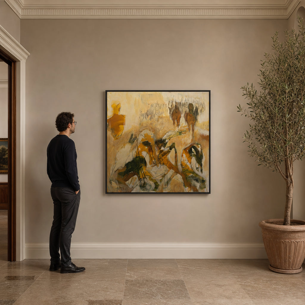 Abstract Figures in Golden Crowd - shown to scale
