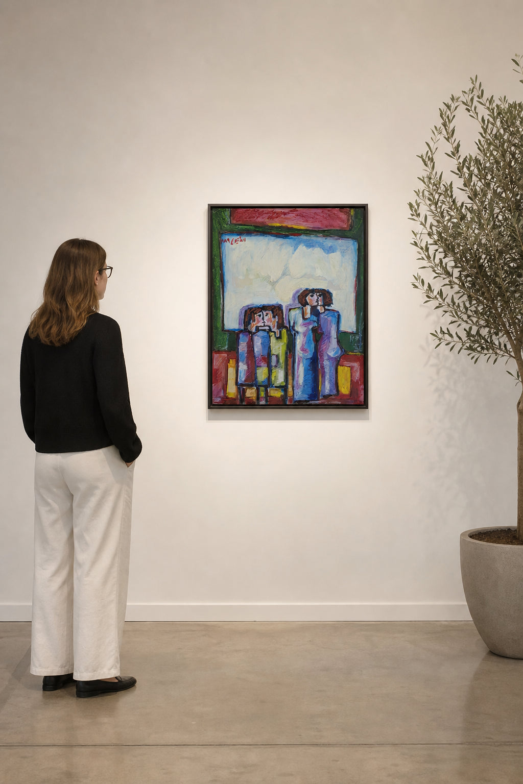 Four Figures in Colorful Interior - shown to scale