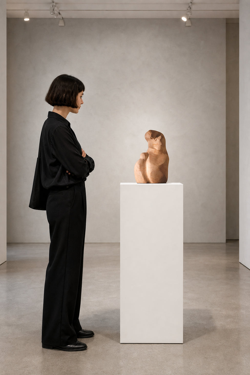 Abstract Mother and Child Stone Sculpture - shown to scale